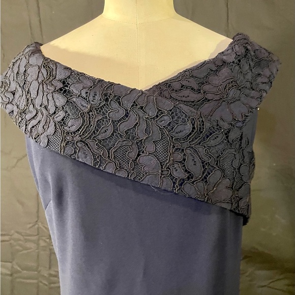 Ralph Lauren 10 Claudinah Navy Blue Lace Off Shoulder Mermaid Evening Dress Gown - Picture 5 of 11